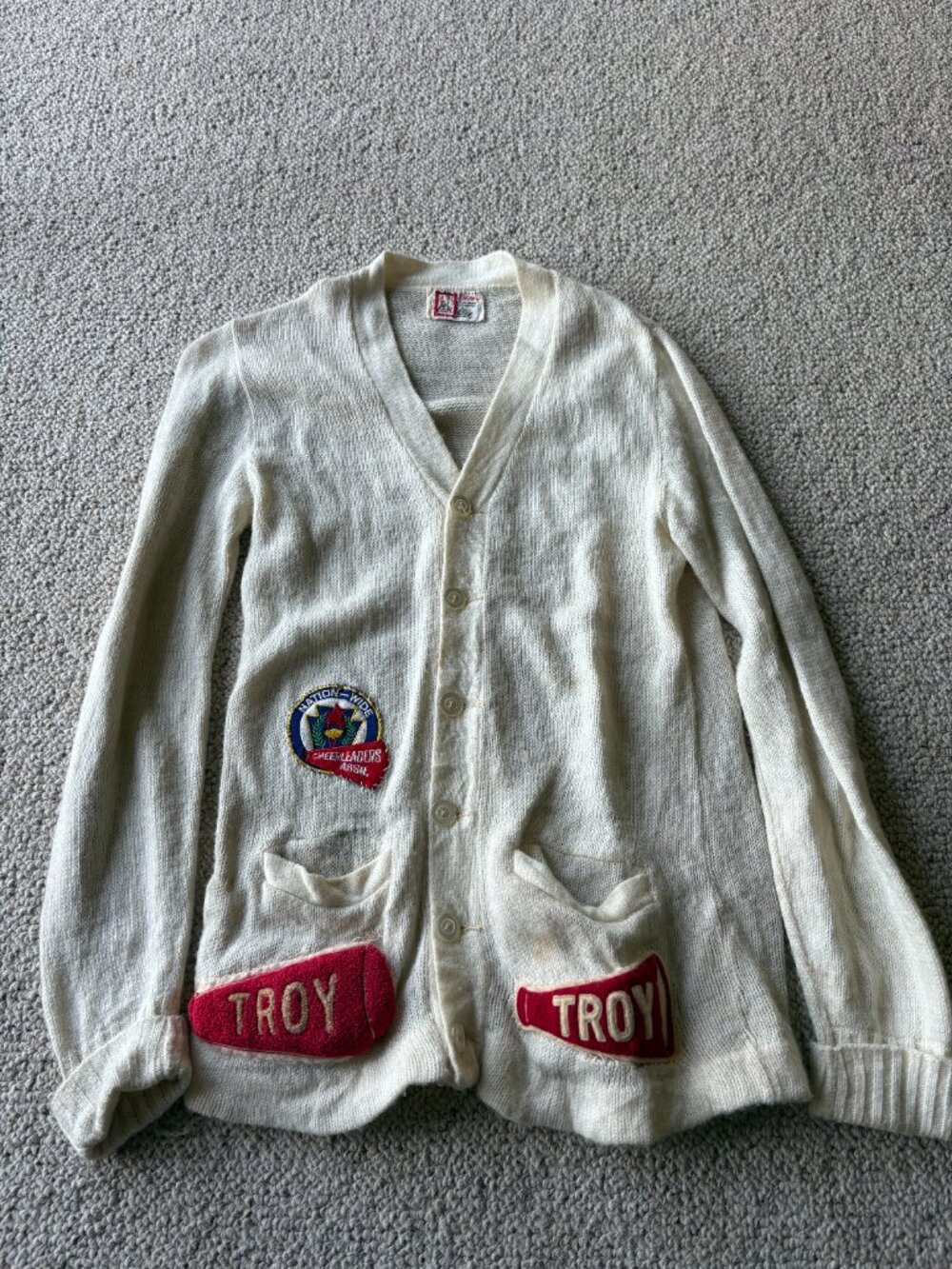RARE 1950s Troy Cheerleader Cardigan Coquette Letterman VTG S - Picture 2 of 11
